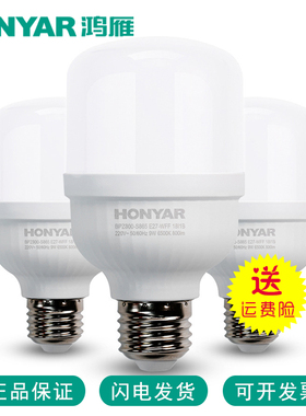 HONYAR鸿雁LED球泡大功率照明厂房节能灯螺口光源18W35W45W55鸿运
