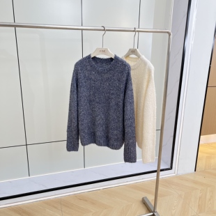 牛货！高端宽松100%柞蚕丝秋冬新款柔焦绒感套头针织衫女士羊毛衫