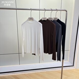 云朵般触感!秋冬美雅碧发热山羊绒轻量半高领长袖T恤女士打底衫