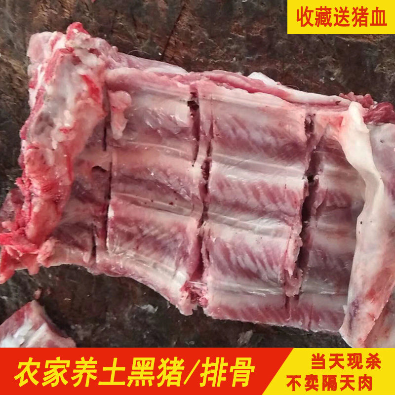 大别山土黑猪排骨现杀生猪大排骨生鲜小排肋排肋骨农家散养1000g
