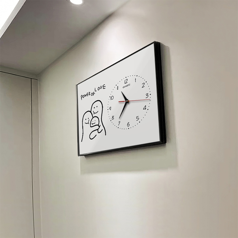 创意极简电表箱装饰画带钟表免打孔餐厅遮挡配电箱电闸开关盒挂画图片