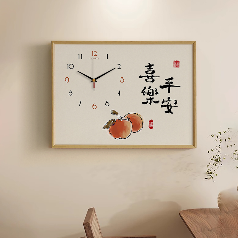 电表箱装饰画带钟表创意新中式