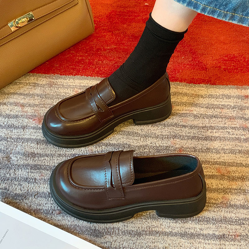 品牌日系小皮鞋女2025春季新款英伦风黑色厚底乐福鞋一脚蹬jk制服