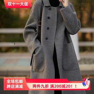 2024秋冬季新款毛呢外套女大码宽松显瘦中长款小个子大衣毛呢外套
