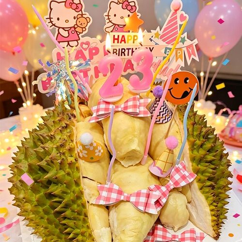 粉色系榴莲蛋糕装饰KT麦当劳卡通插牌同款diy生日蛋糕插旗摆件