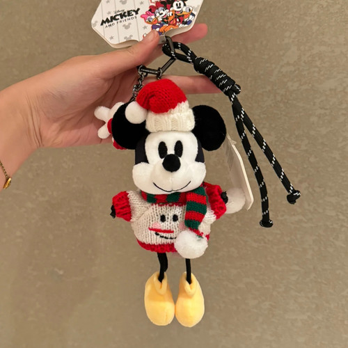 正版可爱卡通圣诞米奇毛绒公仔玩偶书包挂件钥匙扣装饰摆件送礼物