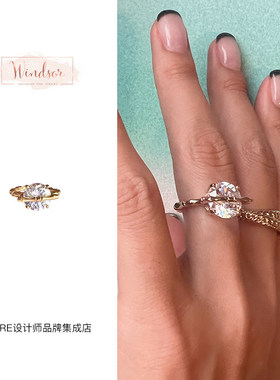小众百搭男女LHwindsor温莎珠宝 圆冰竹节戒指原创秋冬简约开口戒