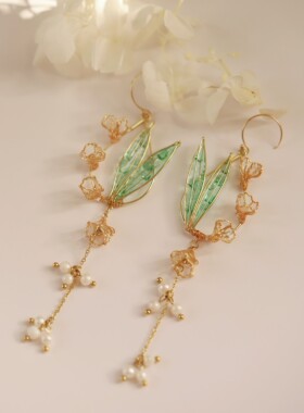 youngstudio木日一勿原创手作夏季新品铃兰滴胶长款女士耳环