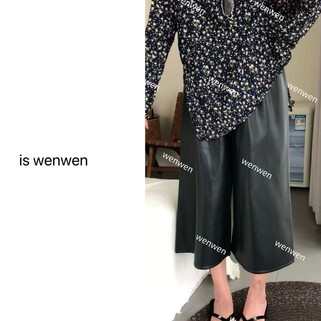 阔腿直筒皮裤百搭中裤