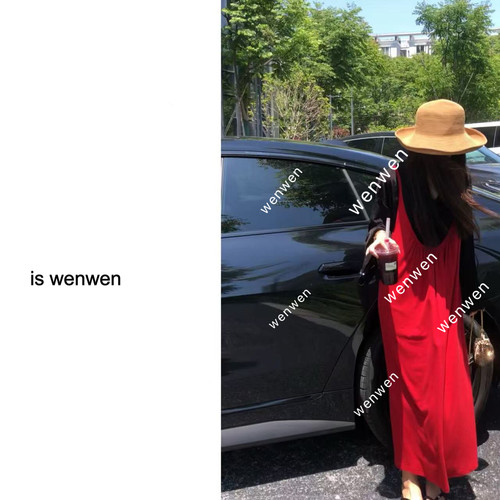 WEN夏季出片大摆吊带连衣裙