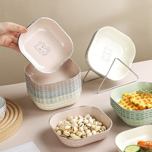 卡通吐骨碟奶油风小盘子吐骨盘小餐碟食品级碟子装坚果菜水果碟