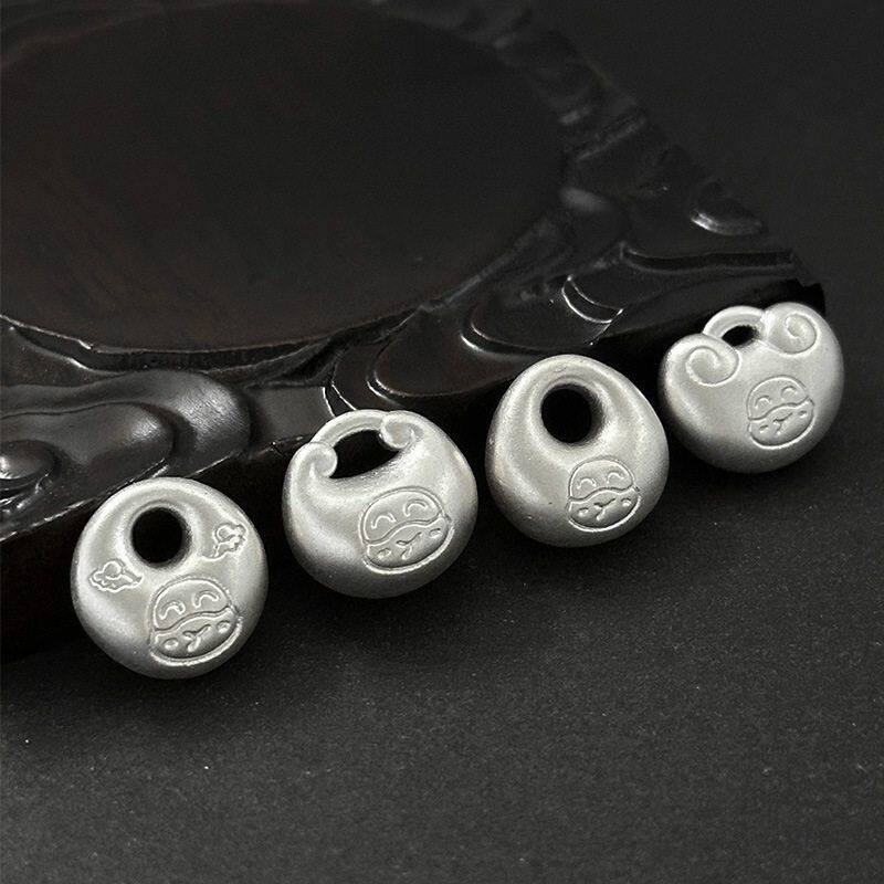 999足银3D硬银小胖福袋平安财DIY编绳手串手链项链吊坠银饰品配件