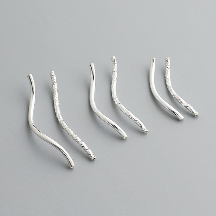 S925纯银光面车花S弯管闪管DIY串珠手链项链满天星银管配件材料