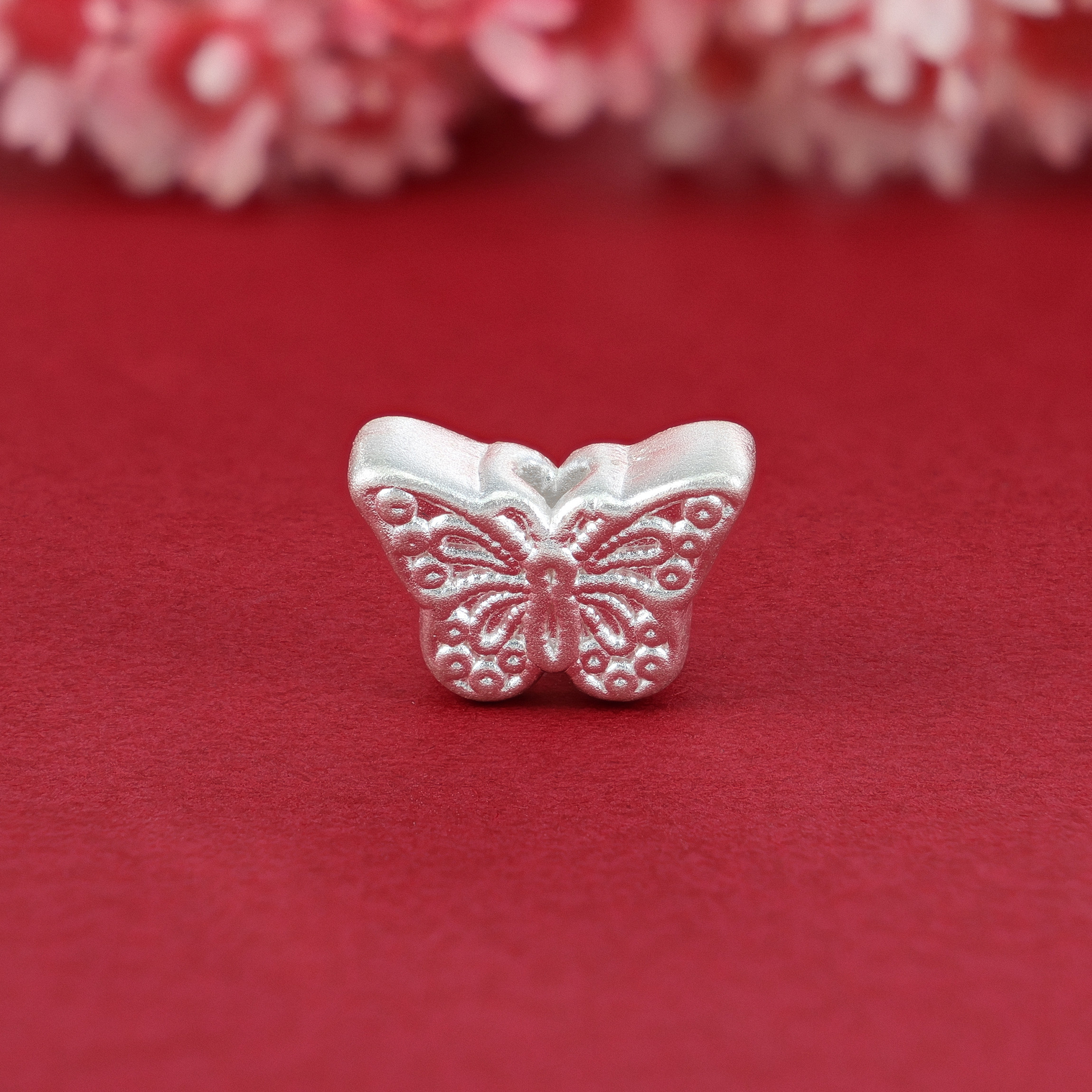 999足银蝴蝶串珠DIY手工红绳编织配件个性时尚轻奢手链项链隔珠