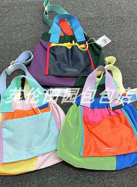 夏季拼色新款少女时尚帆布包