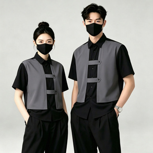 美发工衣时尚发廊店理发师衬衫助理影楼化妆师美甲男女工作服定制
