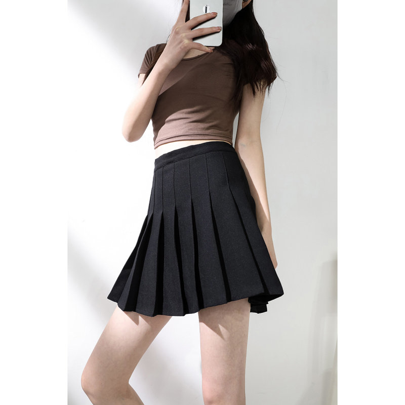 黑色西装百褶裙女半身裙酒店发型师季新品女生短裙子工装团体显瘦
