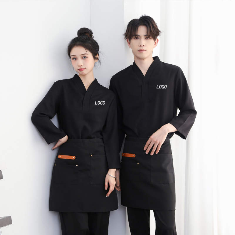 理发店发型师男女服务员工作服酒吧工装宽松长袖衬衫KTV夜场衬衣