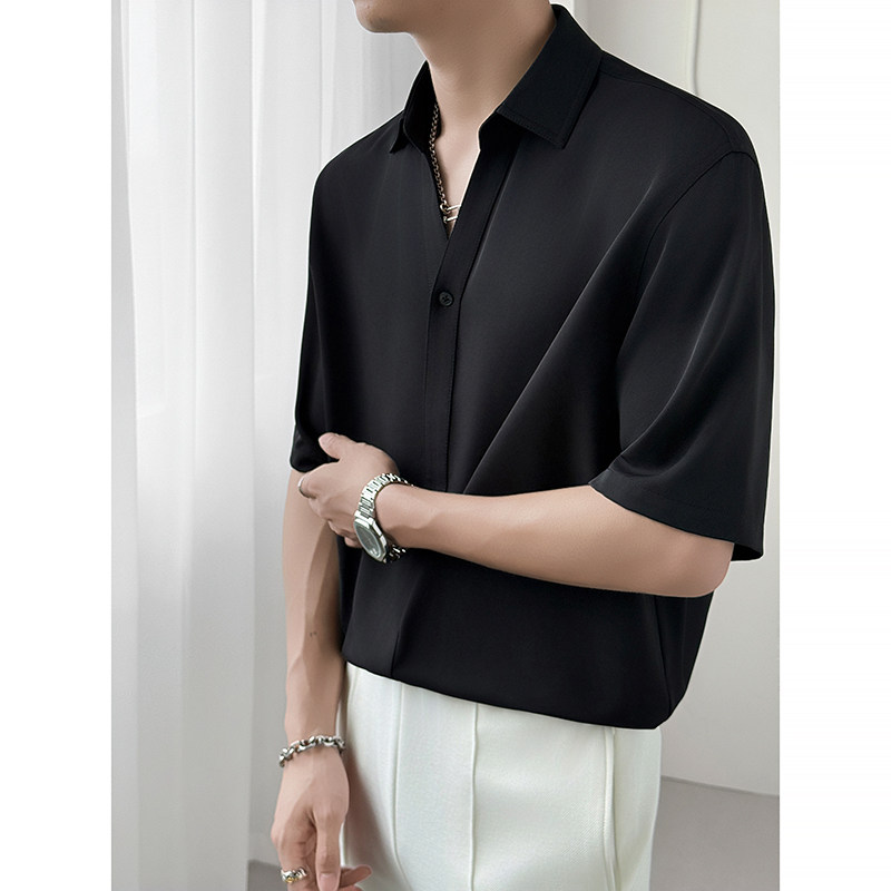 酒吧夜店理发型师店美发师男短袖衬衫高品质工作服logo定制婚纱馆