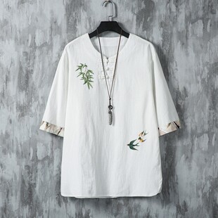 中医针炙养生馆男女棉麻理疗师中式 spa按摩技茶艺刺绣工服印logo