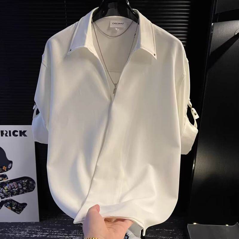 26轻奢高级感抗皱型免烫衬衫美发技师咖啡店餐厅服务员工作服定制图片