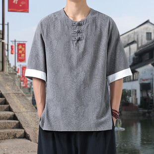 中医工作服康复理疗按摩推拿师工作服大师衣服唐装男款T恤印logo