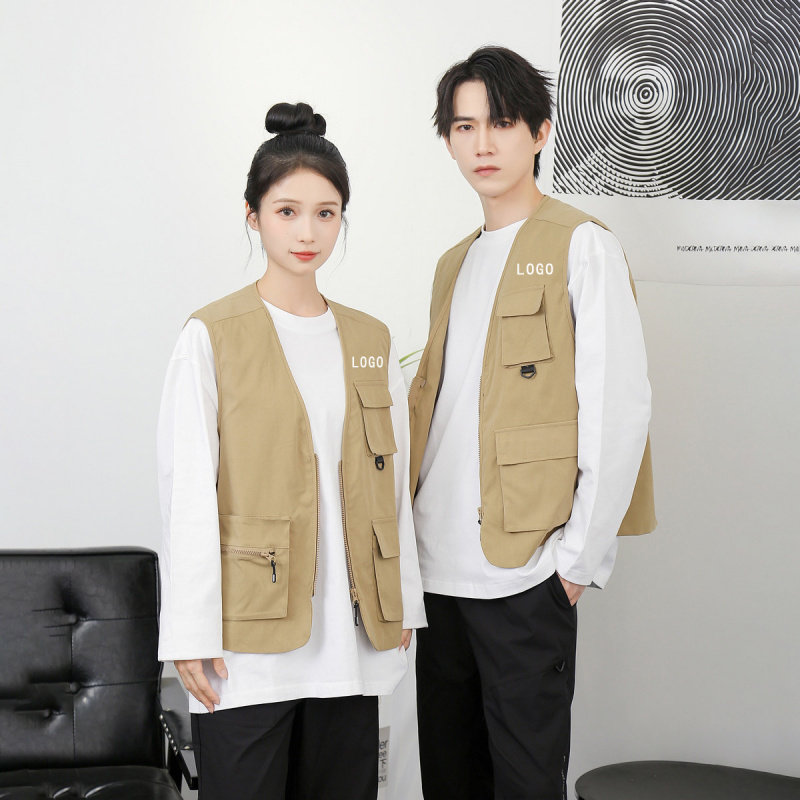 高级感定制logo工装马夹外套婚纱摄影工作服理发店发型师团建马甲
