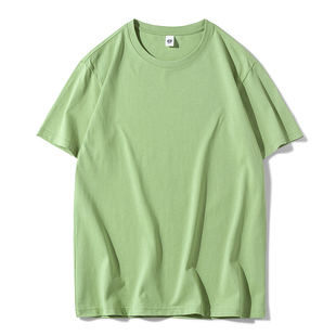 圆领纯棉体恤logo定制 宽松纯色设计发型师半袖 T恤男2024夏季 短袖