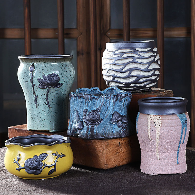 复古陶瓷多肉花盆套装透气室内包邮清仓特价创意手绘植物盆栽组合,鲜花速递/花卉仿真/绿植园艺,花盆,淘宝优惠券,粉丝福利购,淘宝优惠卷