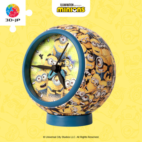 3djp小黄人桌上时钟拼图钟表摆件