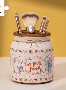 3D-JP森林好朋友笔筒收纳罐拼图创意礼物兔子与松鼠BB1002