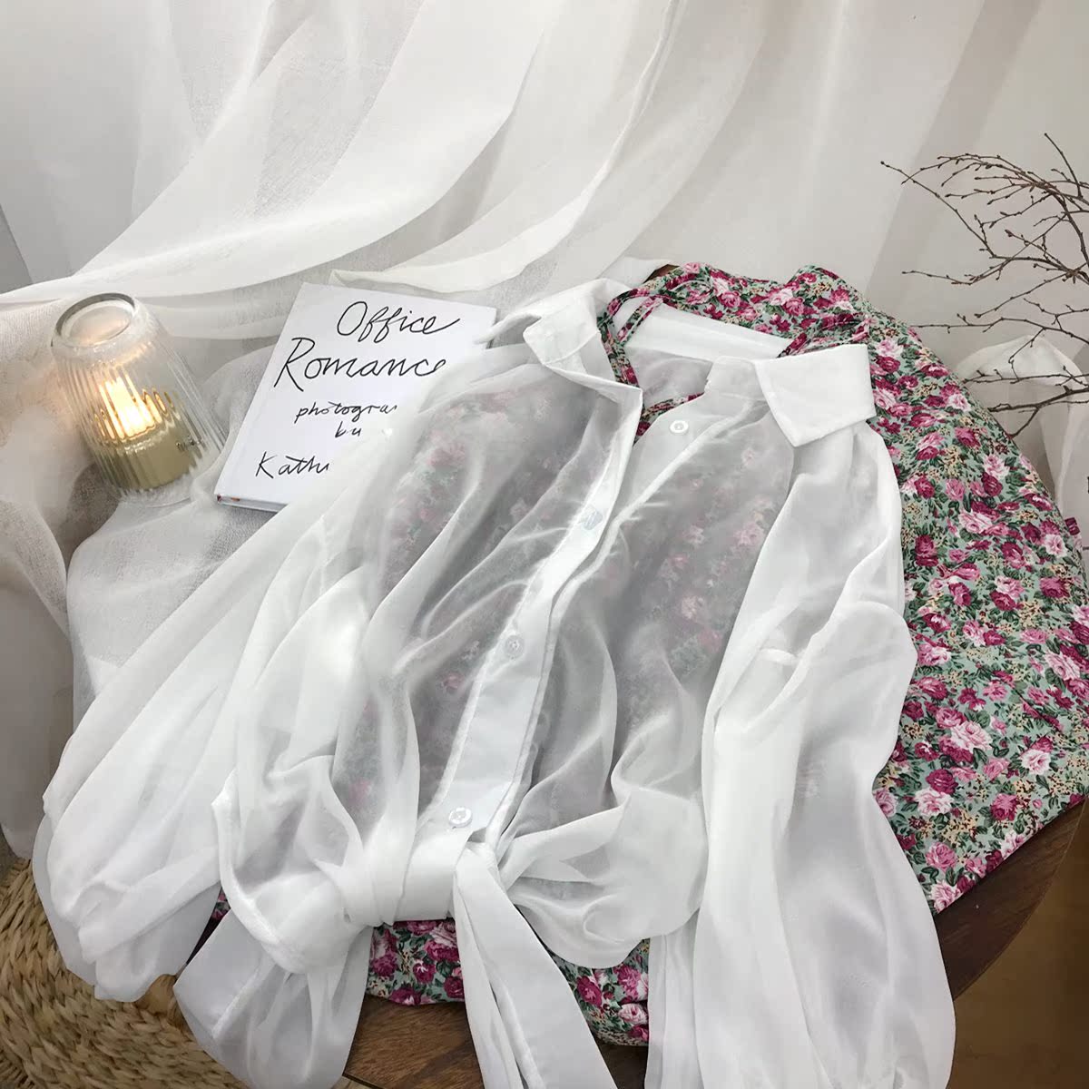 防晒短款灯笼袖新款衬衫女夏季韩版淡紫色下摆绑带配吊带裙的外披|msdalam kategori Butik wanita / wanita, shirt - dari Buy2taobao.com untuk memberikan perkhidmatan ejen Taobao profesional membeli