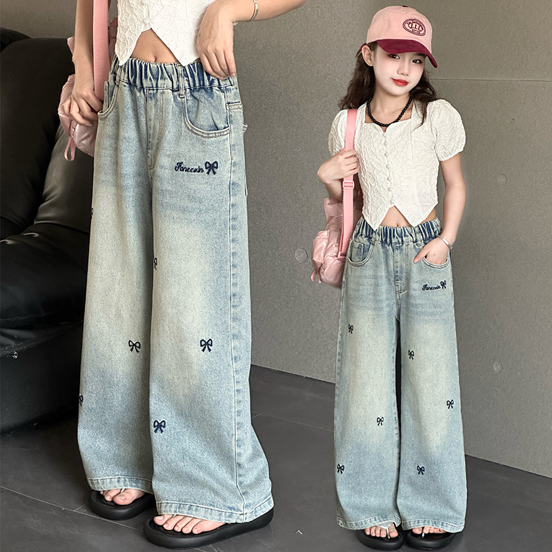 折扣专区清仓撤柜女童牛仔裤春秋2025新款儿童洋气直筒外穿亲子装