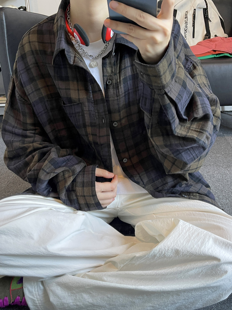 双纱100棉复古格子衬衫501-2-CS1011-P60控78,男装衬衫,星座501-2
