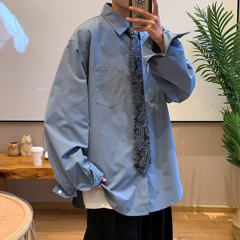 送领带秋装新款腰果花领带DK长袖衬衫宽松JK制服501-2-CS08-P45,男装衬衫,星座501-2
