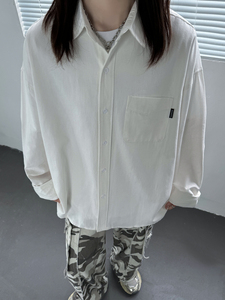 秋上新 复古宽松水洗纯棉长袖衬衫501-2-CS1010-P58控75图片