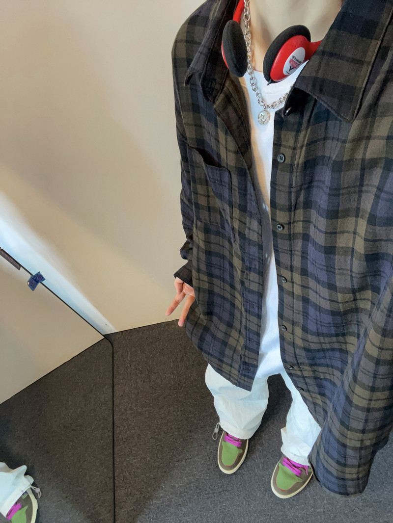 双纱100棉复古格子衬衫501-2-CS1011-P60控78,男装衬衫,星座501-2