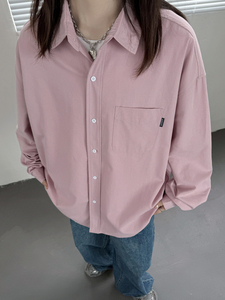 秋上新 复古宽松水洗纯棉长袖衬衫501-2-CS1010-P58控75图片