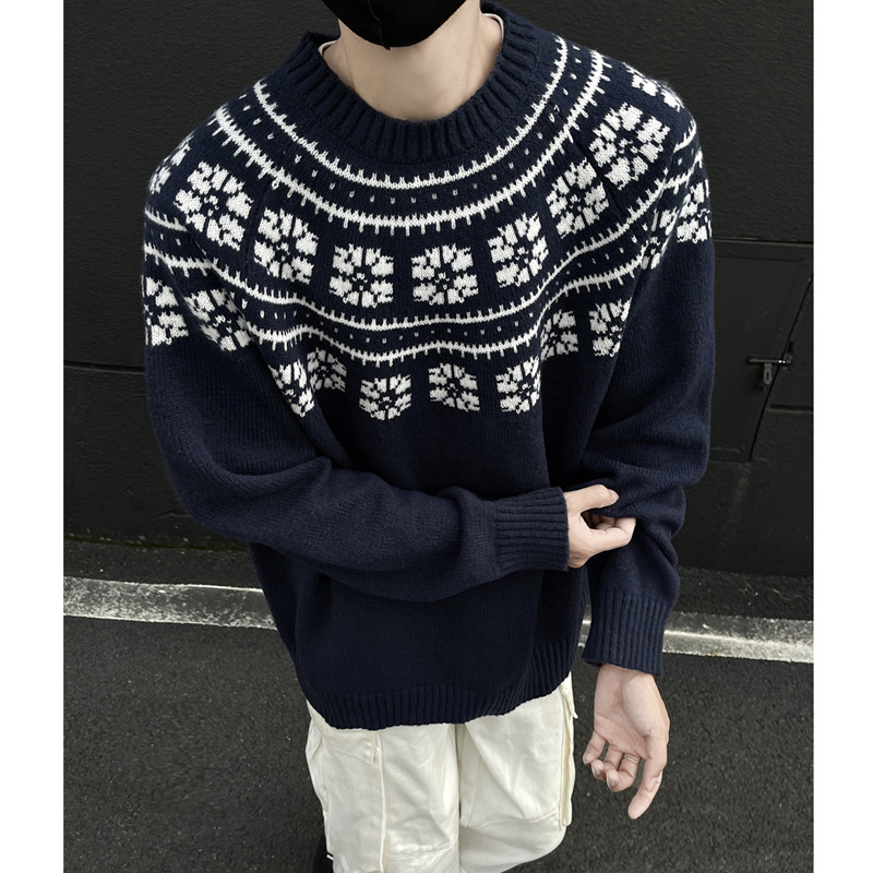 复古雪花毛衣501-2-M8012-P65控89,男装针织衫/毛衣,星座501-2