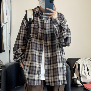 双纱100棉复古格子衬衫501-2-CS1011-P60控78图片
