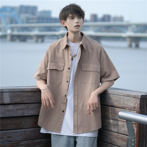 2025夏季新款复古口袋工装短袖衬衫501-2-CS009-P50控68图片