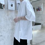 2021现货夏季港风宽松开叉纯色短袖T恤501-2-TX02-P28，男装T恤，星座501-2