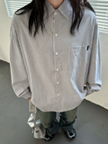 秋上新CityBoy日系廓形条纹宽松长袖衬衫501-2-CS005-P50，男装衬衫，星座501-2