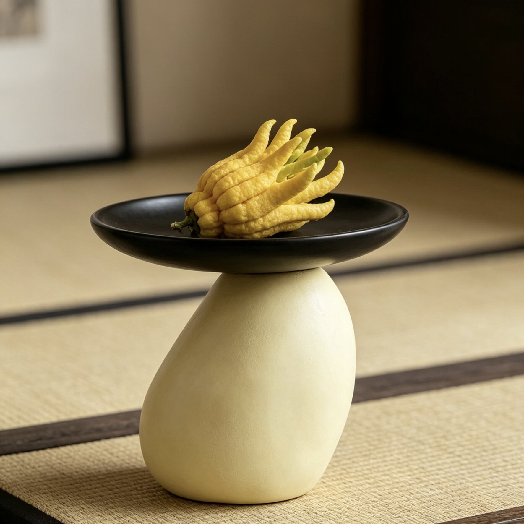 中古风侘寂放佛手柑瓜果托盘高脚佛前佛堂高级感客厅玄关宋代美学