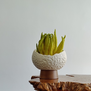 实木放佛手柑底座托盘中式超大果果盘小装饰侘寂风陶瓷高脚高颜值