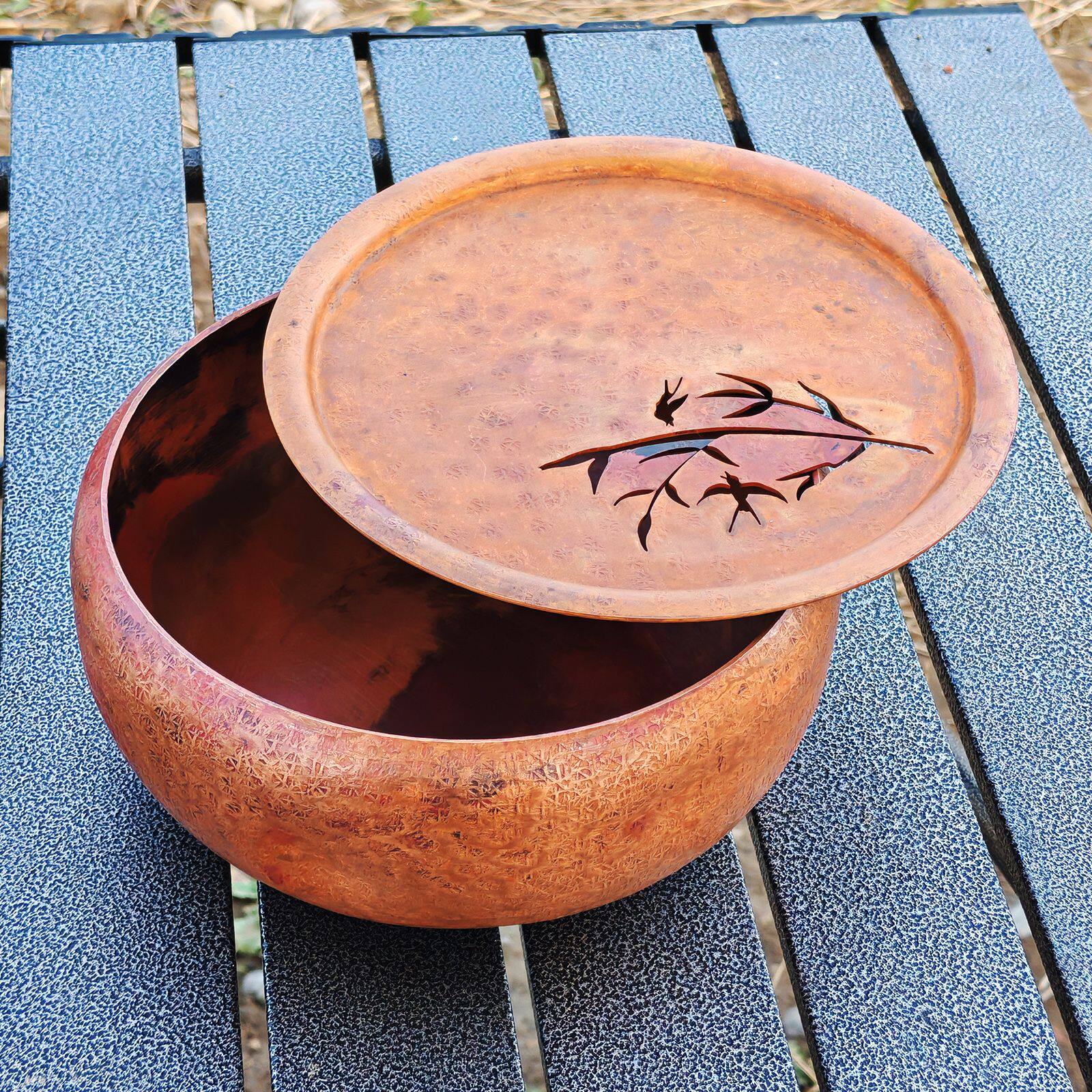 紫铜茶洗特大号家用手工日式禅意复古水盂建水茶渣缸茶道茶具配件