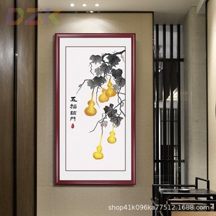 饰画走廊过道墙壁画挂c2 五福临门玄关挂画招财葫芦画客厅背景墙装
