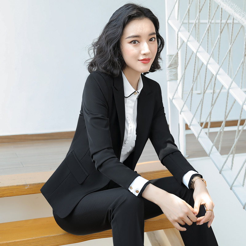 职业毕业照正装女套装职业套装裙物业客服秋季工服女
