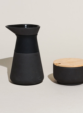 Stelton Theo黑色陶瓷奶壶糖缸罐咖啡茶分享壶北欧风格盐罐调料罐