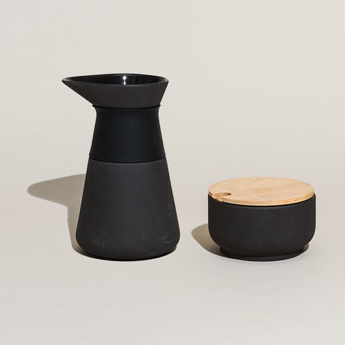 Stelton Theo黑色陶瓷奶壶糖缸罐咖啡茶分享壶北欧风格盐罐调料罐